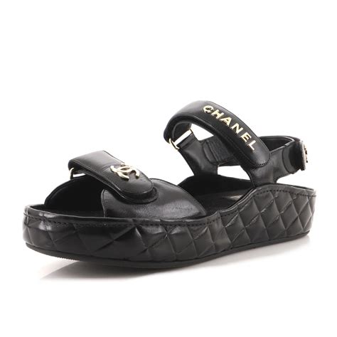 black chanel velcro sandals|chanel slip on sandals.